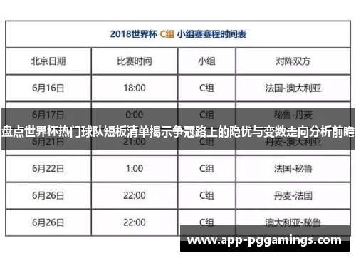 盘点世界杯热门球队短板清单揭示争冠路上的隐忧与变数走向分析前瞻